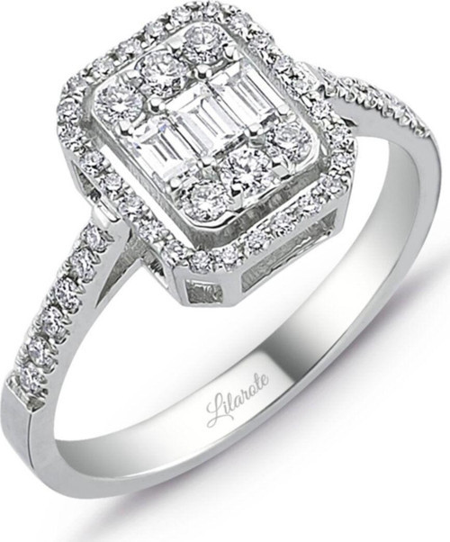 0.60 Ct Modern Tasarım Baget Kare Tektaş Yüzük 18K