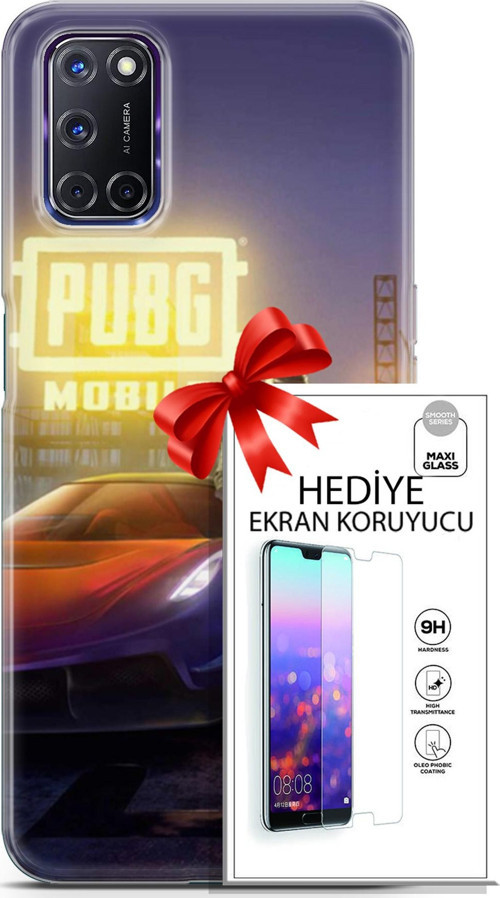 Oppo A72 Kılıf Orijinal Seri Pubg 17 Arabalı Yumuşak Kılıf + Ekran Koruyucu