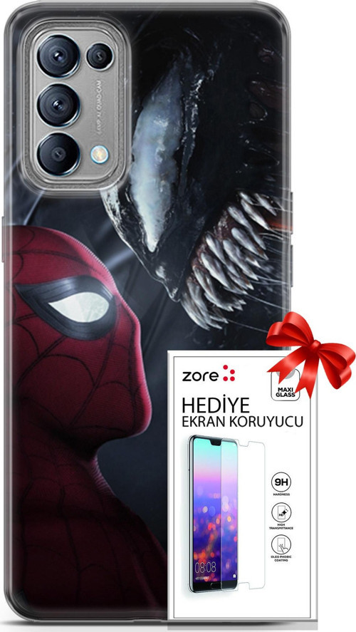 Oppo Reno 5 Kılıf Orijinal Seri Supers 09 Spider-Man Vs Venom Uv Kılıf Ve Ekran Koruyucu