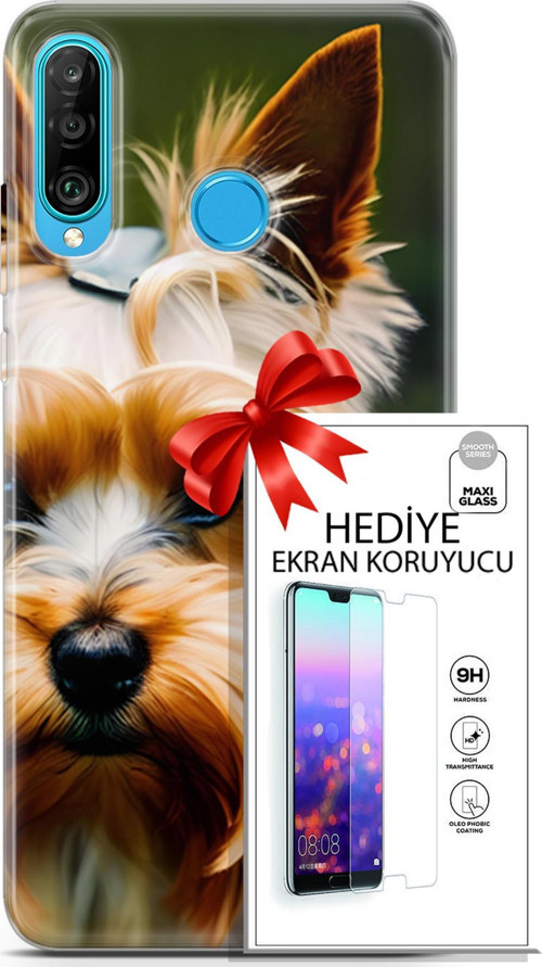 Huawei P30 Lite Kılıf Orijinal Seri Dogs 13 Yorkshire Terriyer Case Kapak Ekran Koruyucu