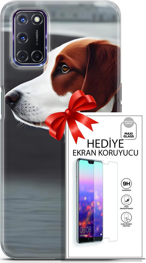 Oppo A72 Kılıf Orijinal Seri Dogs 18 Süvari Köpeği Parlak Kılıf + Ekran Koruyucu Full Korumaketi