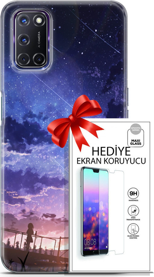 Oppo A72 Kılıf Orijinal Seri Fantasy 09 Kayan Yıldızlar Uv Kılıf Ve Ekran Koruyucu