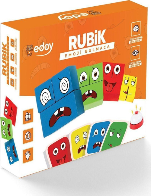 Montessori Eğitici Rubik Emoji Bulmaca Zeka Kutu Oyunu El Becerisi Ve Görsel Zeka Geliştirici Oyun