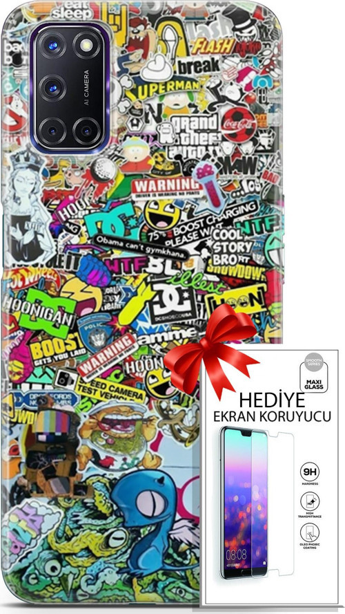 Oppo A72 Kılıf Orijinal Seri Bounce 05 Katie Ward Koruma Kılıfı + Ekran Koruyucu