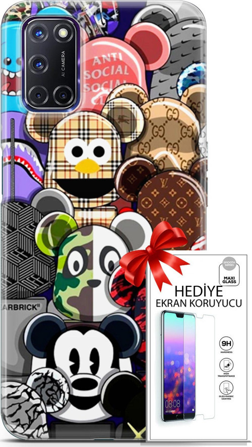Oppo A72 Kılıf Orijinal Seri Bounce 14 Ana Lowe Cover Kılıf + Ön Ekran Koruyucu