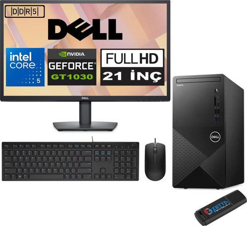 Vostro 3030 mt Intel Core I5 12400 96GB Ddr5 2tb SSD 21.5" Fhd Ubuntu Nvidia GT1030-4GB Masaüstü Bilgisayar 21N3030I5GT1030U04 + Zetta USB Bellek