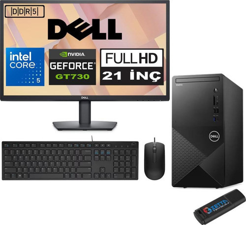 Vostro 3030 mt Intel Core I5 12400 48GB Ddr5 4tb SSD 21.5" Fhd Windows 11 Pro Nvidia GT730-4GB Masaüstü Bilgisayar 21N3030I5GT730P25 + Zetta USB Bellek