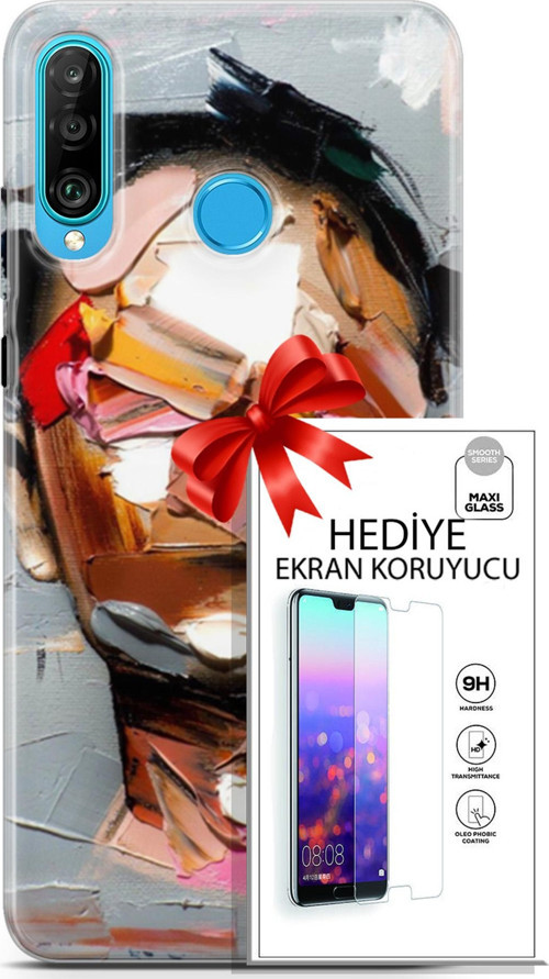 Huawei P30 Lite Kılıf Orijinal Seri Soul 01 Suratsız Telefon Kılıfı + Ekran Koruyucu