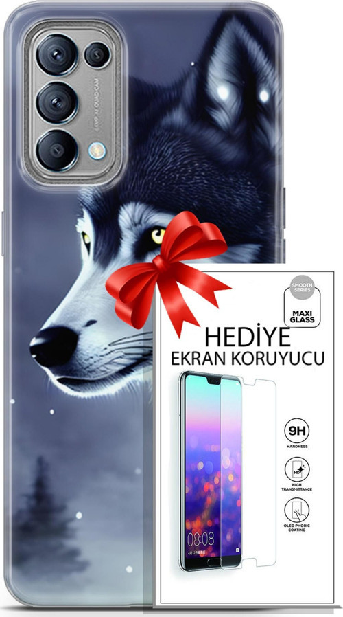 Oppo Reno 5 Kılıf Orijinal Seri Dogs 06 Yalnız Kurt Koruyucu Kapak Ekran Koruyucu