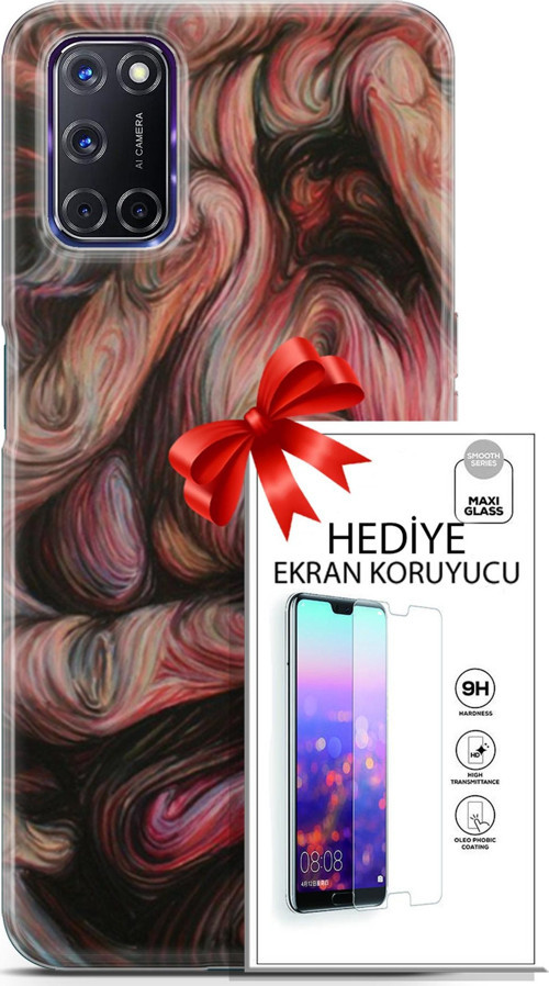 Oppo A72 Kılıf Orijinal Seri Soul 27 Dağılmış Surat Lazer Kesim Silikon Ekran Koruyucu