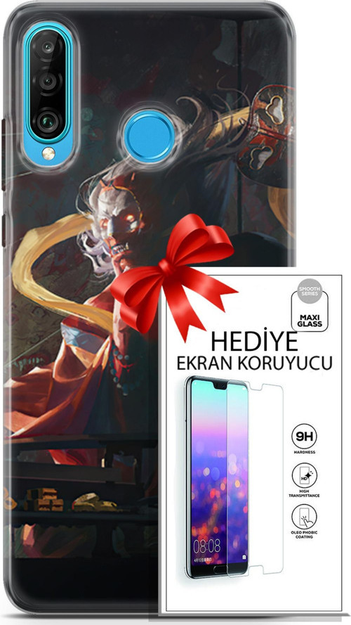 Huawei P30 Lite Kılıf Orijinal Seri Neo 07 Batman Vs Deathstroke Desenli Kılıf + Ön Ekran Koruyucu