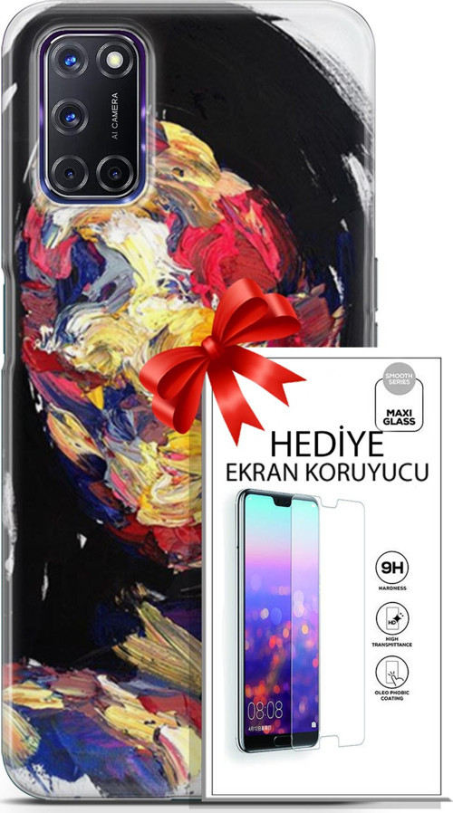 Oppo A72 Kılıf Orijinal Seri Soul 16 Karışık Çok Renkli Hediyelik Kılıf Ve Ekran Koruyucu