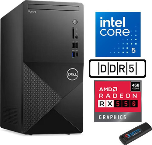 Vostro 3030 mt Intel Core I5 12400 32GB Ddr5 2tb SSD Windows 11 Home Amd RX550-4GB Masaüstü Bilgisayar N3030I5RX550H19 + Zetta USB Bellek