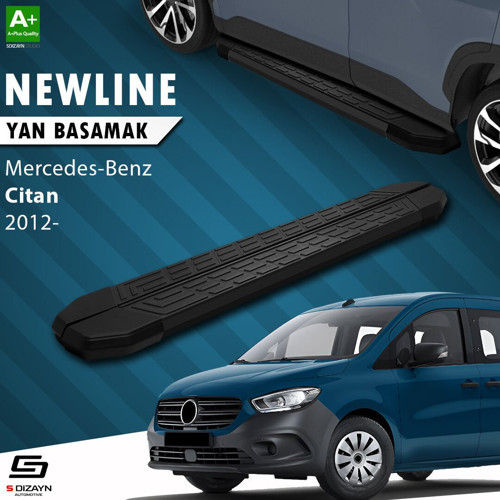 S-Dizayn Mercedes Citan Uzun Şase NewLine Siyah Yan Basamak 223 Cm 2012-2021 A+ Kalite