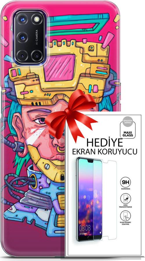 Oppo A72 Kılıf Orijinal Seri Punky 02 Robotica Kapak Ve Ekran Koruyucu