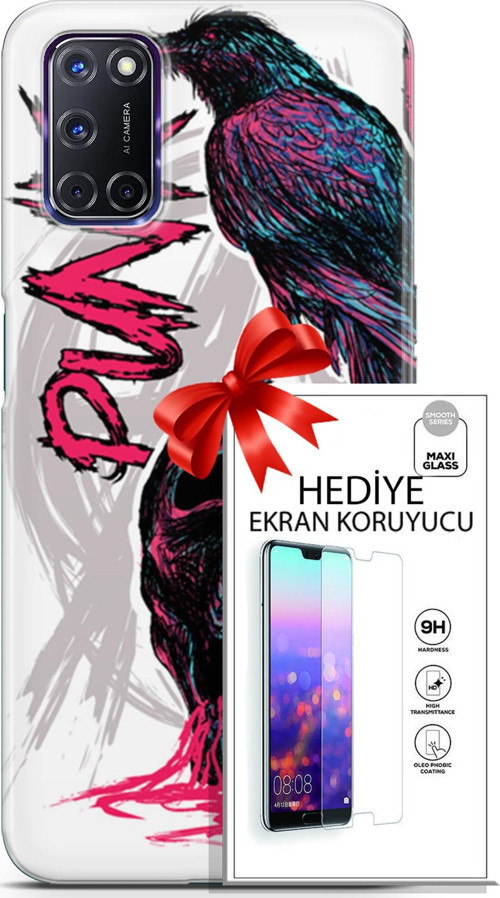Oppo A72 Kılıf Orijinal Seri Punky 03 Karga İskelet Arka Kapak + Ekran Koruyucu