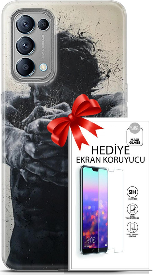 Oppo Reno 5 Kılıf Orijinal Seri Soul 28 Yumruk İz Bırakmayan Kılıf + Ön Ekran Koruyucu