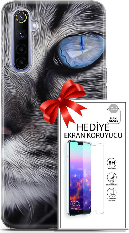 Realme 6 Kılıf Orijinal Seri Scotish-British 30 Norveç Orman Kedisi Kenarları Şeffaf Kapak Ve Ekran Koruyucu