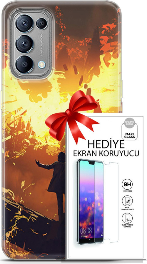 Oppo Reno 5 Kılıf Orijinal Seri Neo 13 Mor Panter Fortnite Case Kapak Ekran Koruyucu