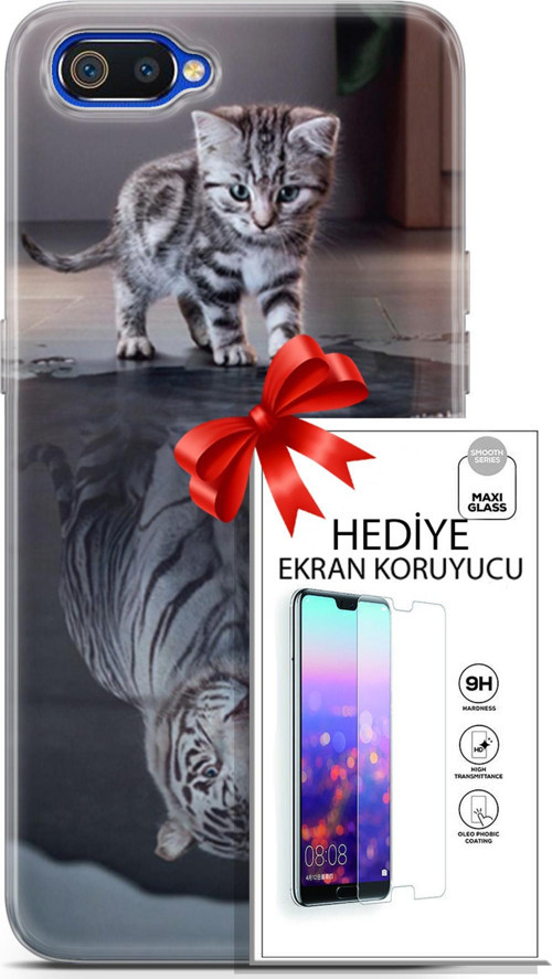 Realme C2 Kılıf Orijinal Seri Scotish-British 15 Yavru British Kalın Silikon + Ekran Koruyucu