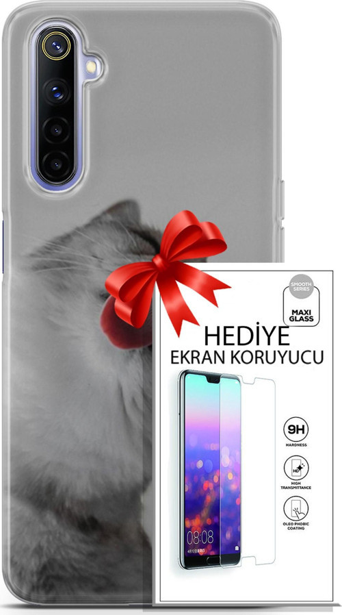 Realme 6 Kılıf Orijinal Seri Scotish-British 07 British Shorthair Desenli Kılıf + Ön Ekran Koruyucu