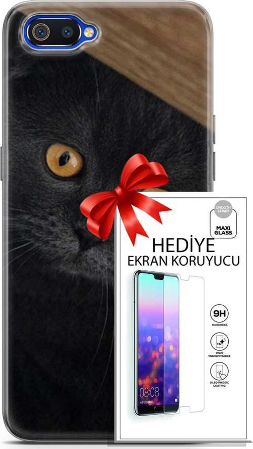 Realme C2 Kılıf Orijinal Seri Scotish-British 03 Sarı Gözler Arka Kapak + Ekran Koruyucu