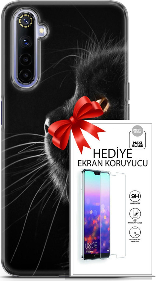 Realme 6 Kılıf Orijinal Seri Scotish-British 22 Kedi Bıyık Detay Kap + Ekran Koruyucu