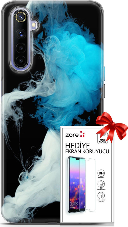 Realme 6 Kılıf Orijinal Seri Supers 06 Soyut Duman Koruyucu Kapak Ekran Koruyucu