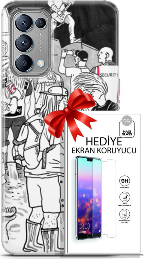 Oppo Reno 5 Kılıf Orijinal Seri Punky 17 Party Yumuşak Kılıf + Ekran Koruyucu