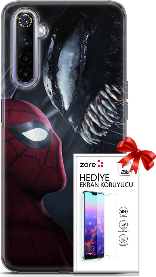 Realme 6 Kılıf Orijinal Seri Supers 09 Spider-Man Vs Venom Uv Kılıf Ve Ekran Koruyucu