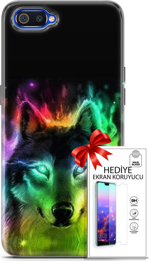 Realme C2 Kılıf Orijinal Seri Cardano 15 Kurt Neon Kalın Silikon + Ekran Koruyucu