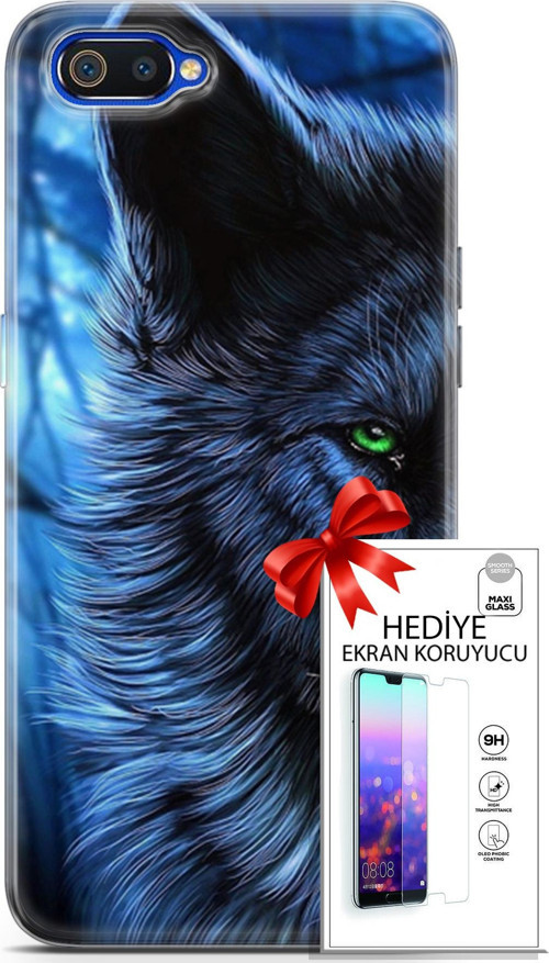 Realme C2 Kılıf Orijinal Seri Cardano 16 Kurt Yeşil Göz Hediyelik Kılıf Ve Ekran Koruyucu