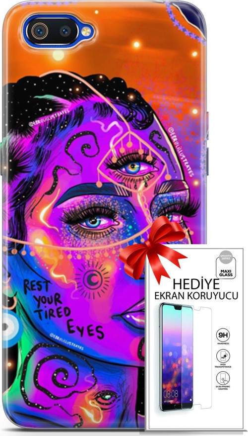 Realme C2 Kılıf Orijinal Seri Cardano 04 Rest Your Tired Silikon Kılıf + Ekran Koruyucu Full Koruma