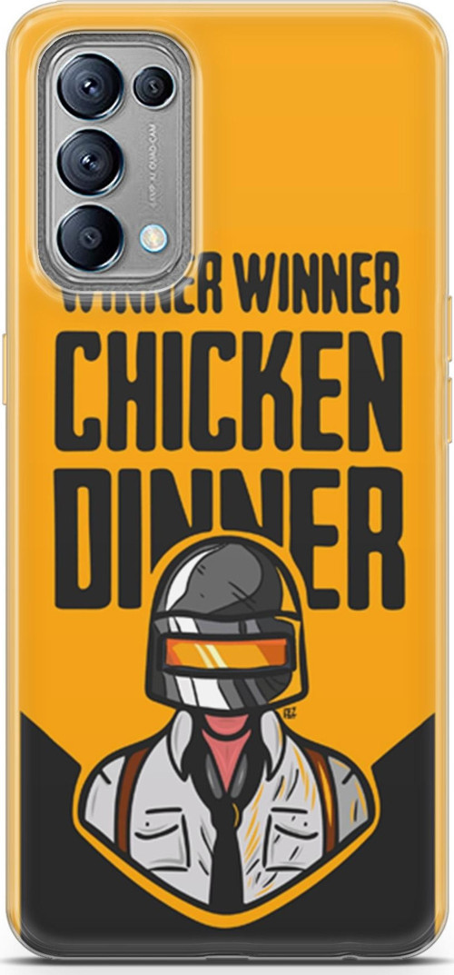 Oppo Reno 5 Kılıf Orijinal Seri Typo 17 Winner Chicken Dinner Yumuşak Kılıf