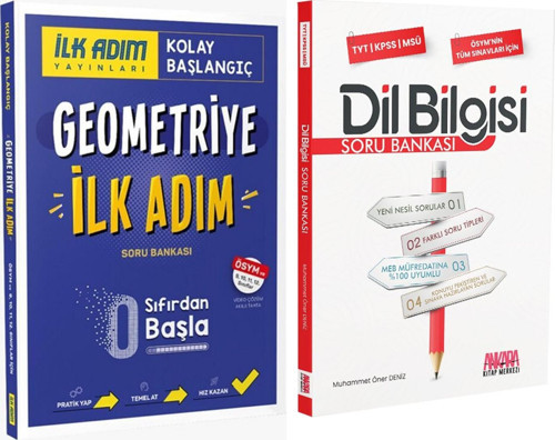 İlk Adım Yayınları Geometriğe İlk Adım Sıfırdan Kolay Başlangıç ve AKM Dil Bilgisi Soru Bankası Seti 2 Kitap