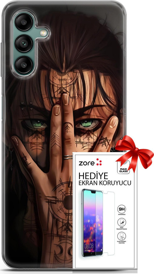 Samsung Galaxy A04S Kılıf Orijinal Seri Supers 22 Eren Yeager Kap + Ekran Koruyucu