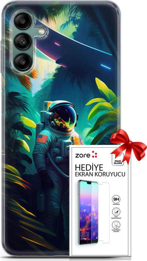 Samsung Galaxy A04S Kılıf Orijinal Seri Supers 10 Astronot Full Hd Kılıf + Ekran Koruyucu