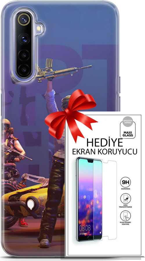 Realme 6 Kılıf Orijinal Seri Pubg 05 Silahlı Karakter Koruma Kılıfı + Ekran Koruyucu