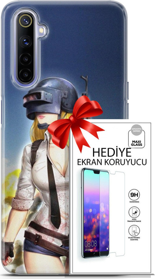 Realme 6 Kılıf Orijinal Seri Pubg 27 Anna Lazer Kesim Silikon Ekran Koruyucu
