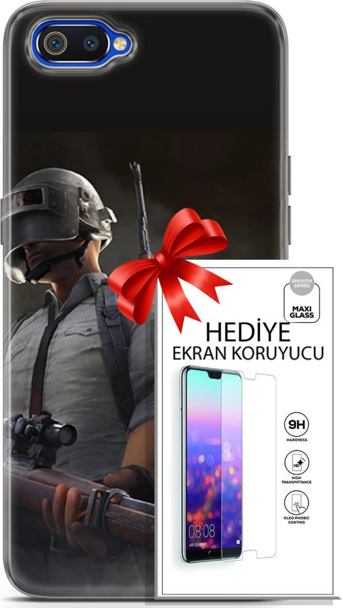 Realme C2 Kılıf Orijinal Seri Pubg 02 Battlegrounds Kapak Ve Ekran Koruyucu