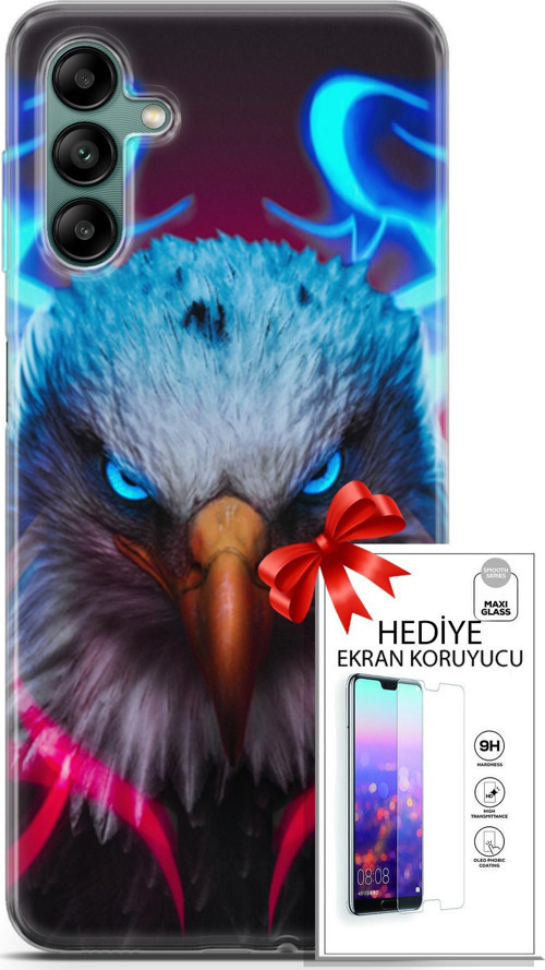 Samsung Galaxy A04S Kılıf Orijinal Seri Algorand 11 Baykuş Sert 4K Baskılı Kılıf + Ekran Koruyucu Fu