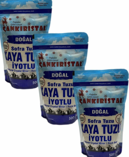 Çankırı Doğal Mineralli Iyotlu Kaya Tuzu 500Gr X 3 Adet