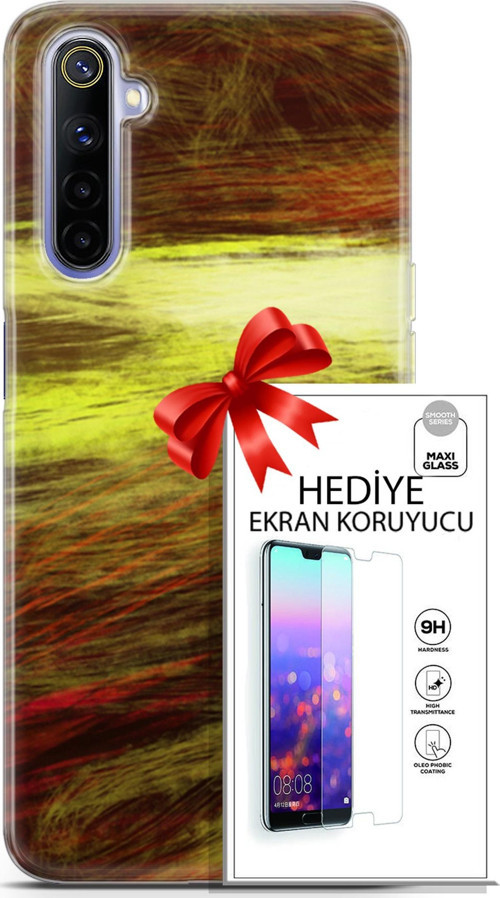 Realme 6 Kılıf Orijinal Seri Nature 23 Sarı Turuncu Telefon Kabı Ve Ekran Koruyucu