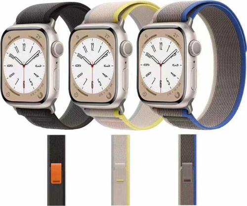 Apple Watch 7 45mm Uyumlu Kordon Örgü İşlemeli Desenli Hasır Kordon