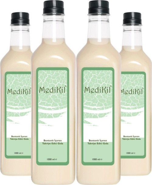 Montmorillonit Mineralli Içilebilir Sıvı Bentonit Kili 4 X 1000 Ml (Faturalı_Orijinal)