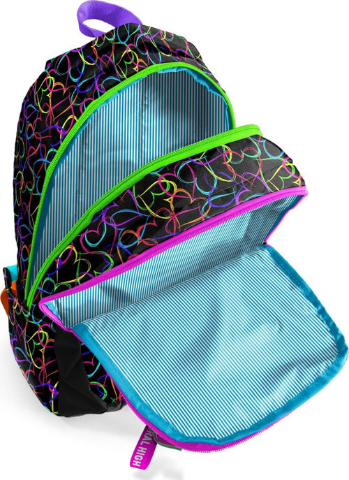 Coral High Kids Çok Renkli Kalp Desenli Üç Bölmeli Okul Sırt Çantası 23670 3