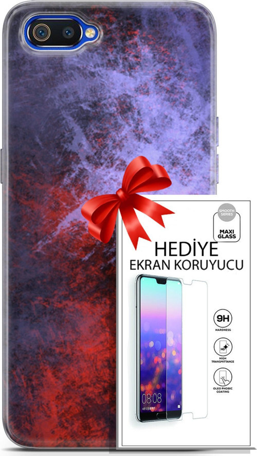 Realme C2 Kılıf Orijinal Seri Nature 18 Karışık Parlak Kılıf + Ekran Koruyucu Full Korumaketi