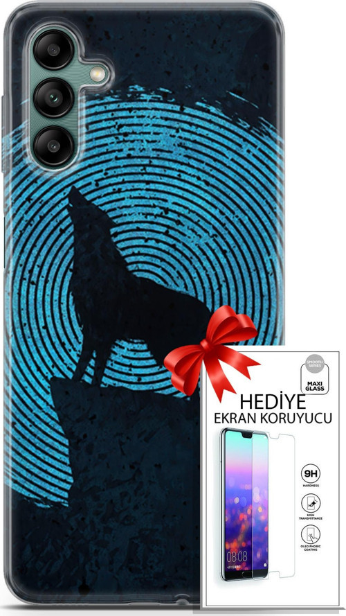 Samsung Galaxy A04S Kılıf Orijinal Seri Algorand 05 Parmak İzi Kurt Koruma Kılıfı + Ekran Koruyucu