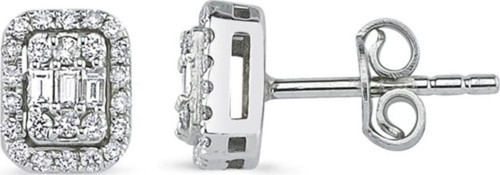 Modern Tasarım 0.35 Ct Baget Kare Tektaş Küpe