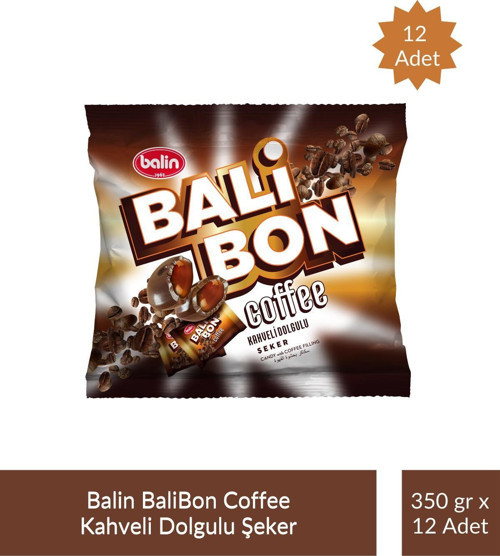 Balin Balibon Coffee Kahveli Dolgulu Şeker 350 gr x 12 Adet